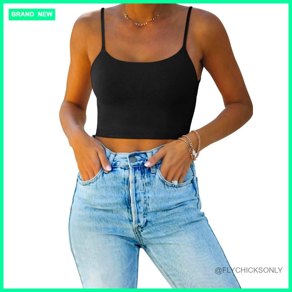 Seamless Adjustable Spaghetti Strap Camisole Crop… - image 1